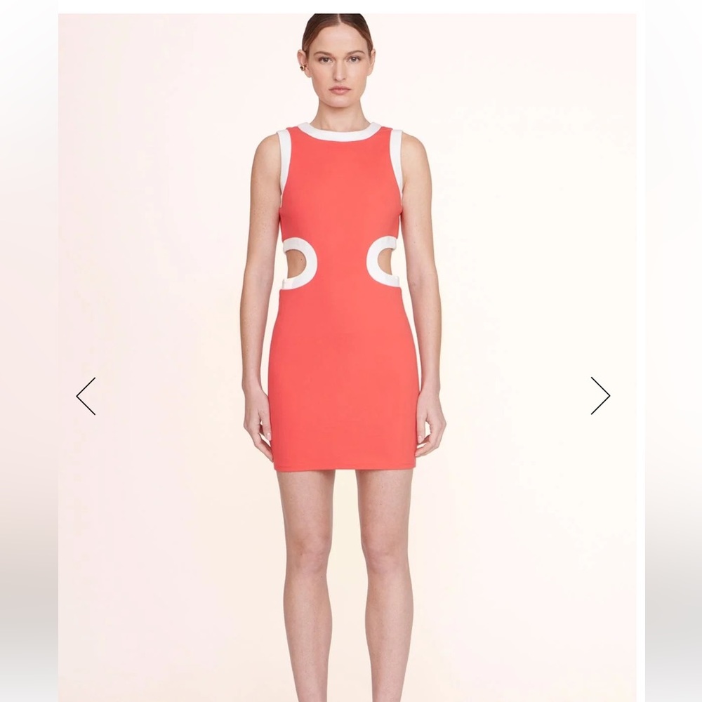 Staud Mini Dolce Dress in Hibiscus White size Small